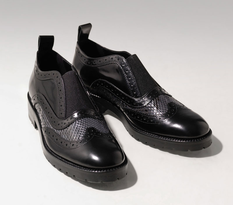 Christopher Kane Leather and Snakeskin Slip-on Brogues