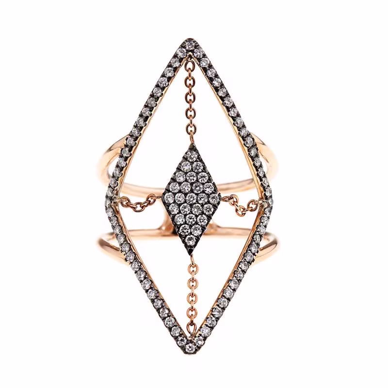 Diane Kordas Diamond & Rose-Gold Floating Ring_2