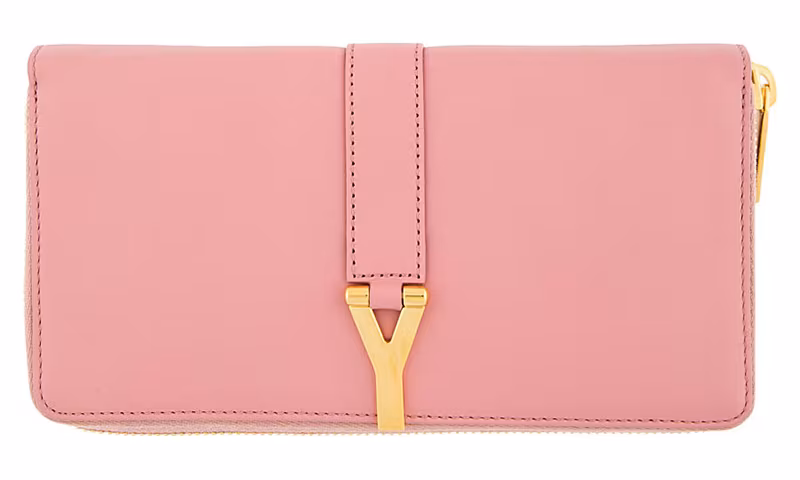 Saint Laurent Rose Leather Ligne Y Continental Wallet