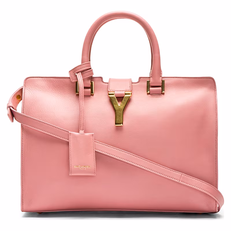 Saint Laurent Rose Leather Ligne Y Small Cabas Tote