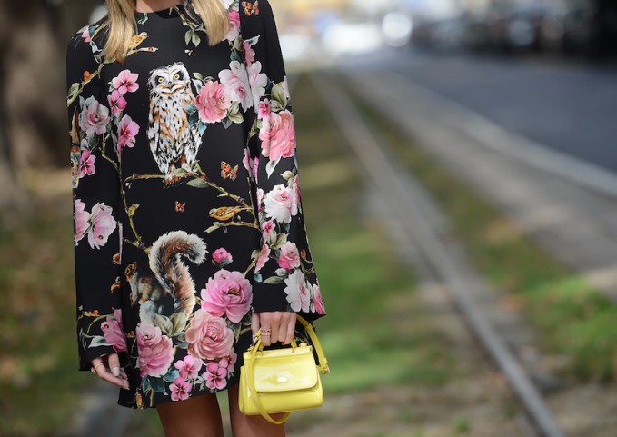 Dolce & Gabbana Floral Print Stretch Viscose Cady Dress