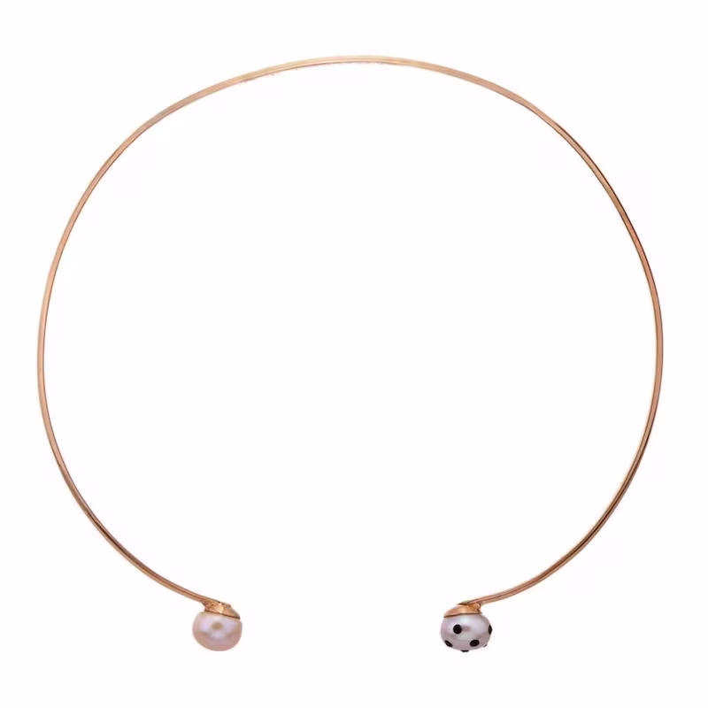 Nektar de Stagni Lady Bug Pink-pearl & Gold-plated Choker_1