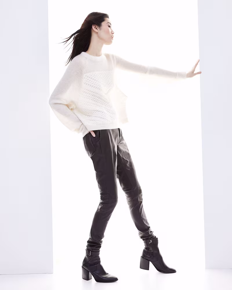 Helmut Lang Mixed-Knit Fuzzy Pullover