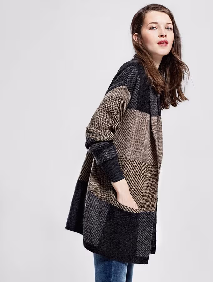 MANGO Check Mohair-Blend Cardigan