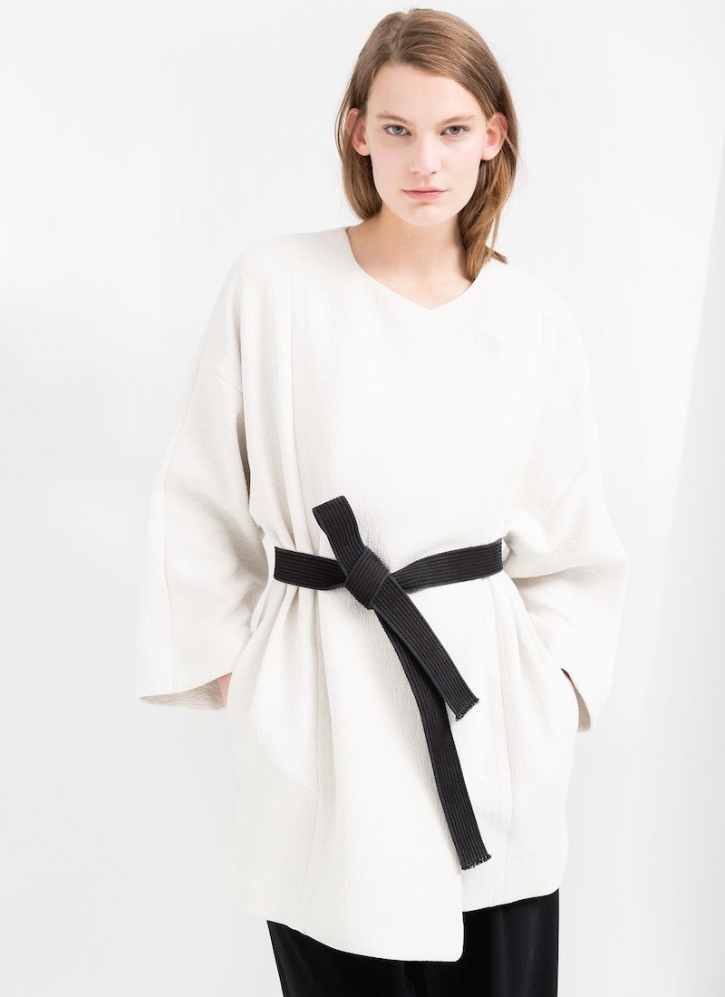MANGO PREMIUM Contrast Belt Kimono