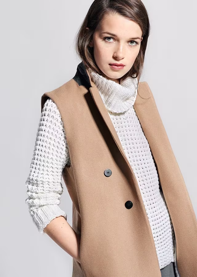 MANGO Wool Long Gilet