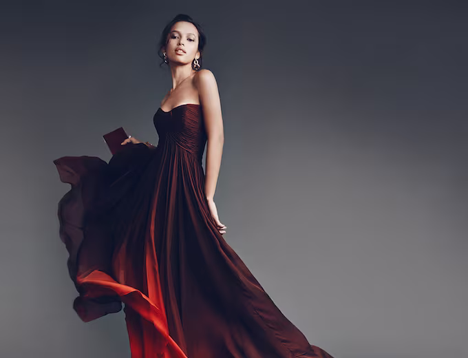 Monique Lhuillier Silk Chiffon Strapless High-Low Gown