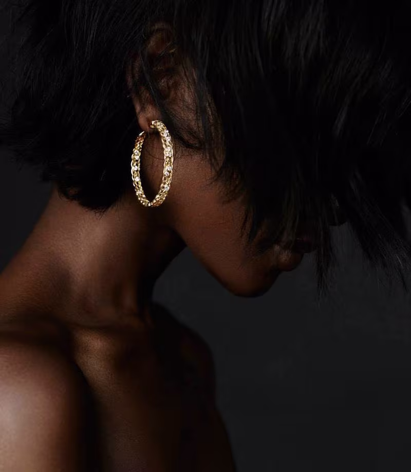Aurelie Bidermann Fine Multicolor Diamond & Gold Dentelle Hoops