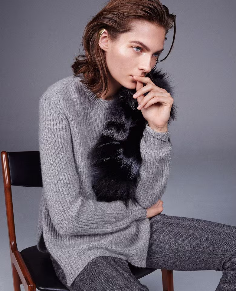 Barneys New York Cashmere English Rib-Knit Pullover Sweater