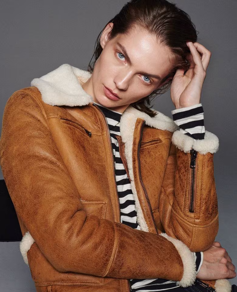 Barneys New York Lamb Shearling Zip-Up Jacket