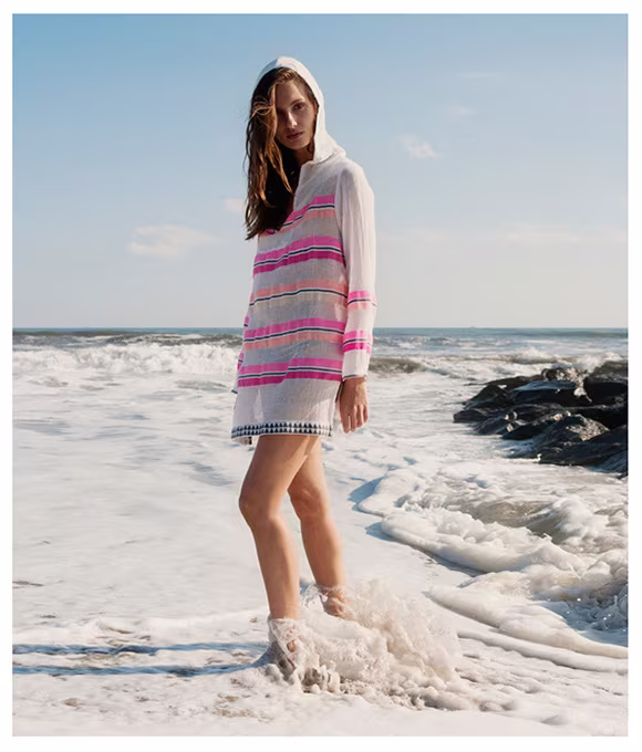 Lemlem Multi-Stripe Gauze Saali Baja Coverup