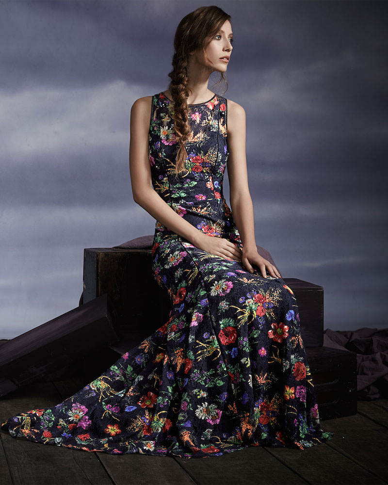 Badgley Mischka Collection Sleeveless Floral Lace Gown