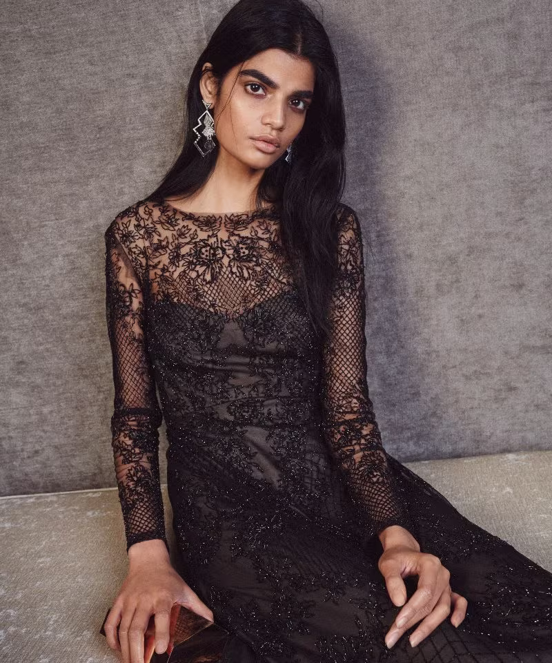 Monique Lhuillier Beaded Tulle Gown