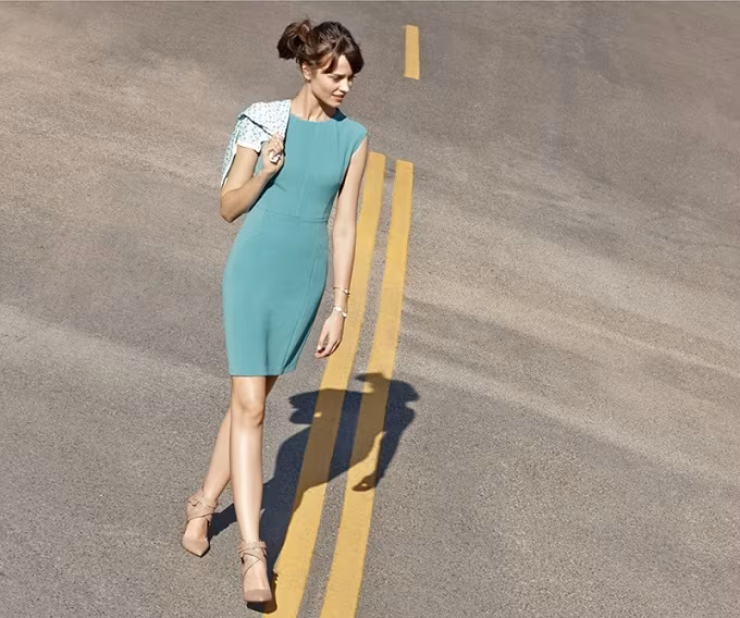 Halogen Ottoman Rib Cap Sleeve Sheath Dress