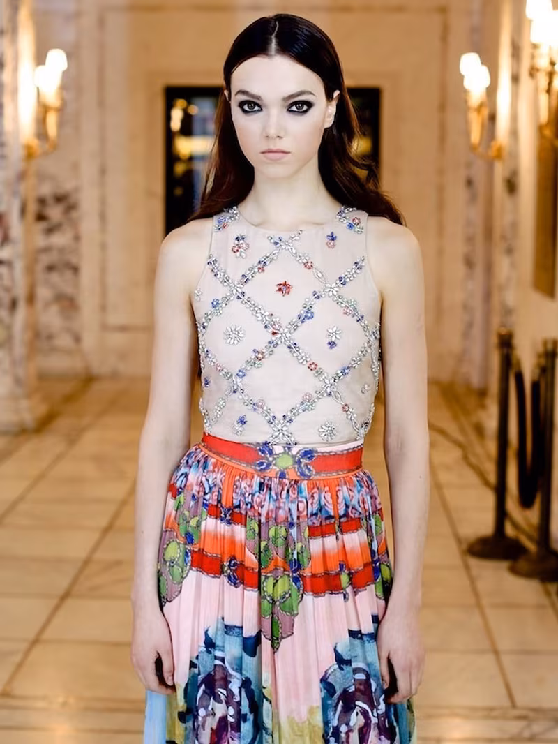 Alice + Olivia Kesten Beaded-Applique Crop Top