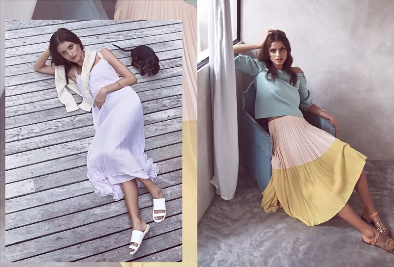 Jill Jill Stuart Pleated Chiffon Maxi Dress