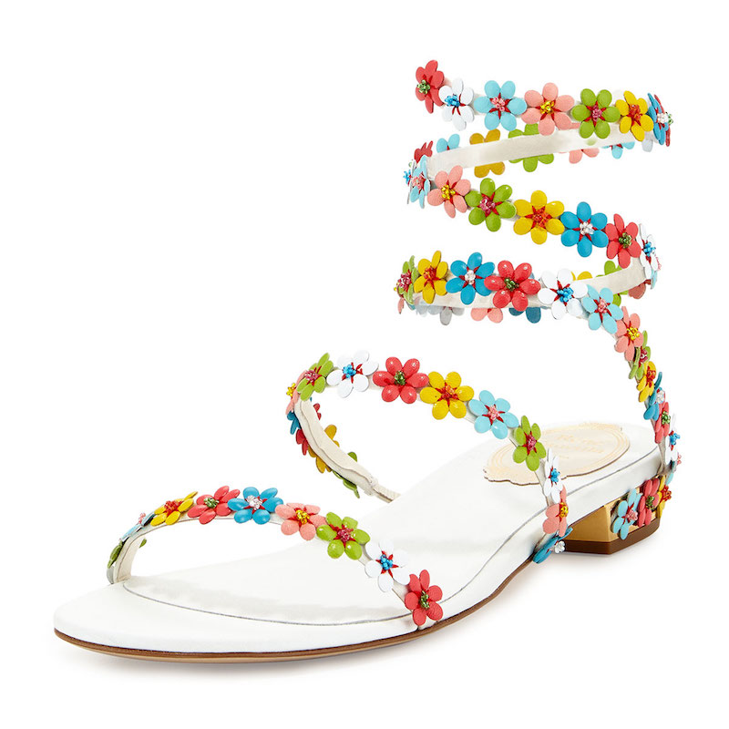 René Caovilla Floral-Embellished Coil Sandal
