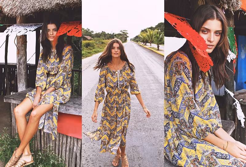 Sea Peasant Dress