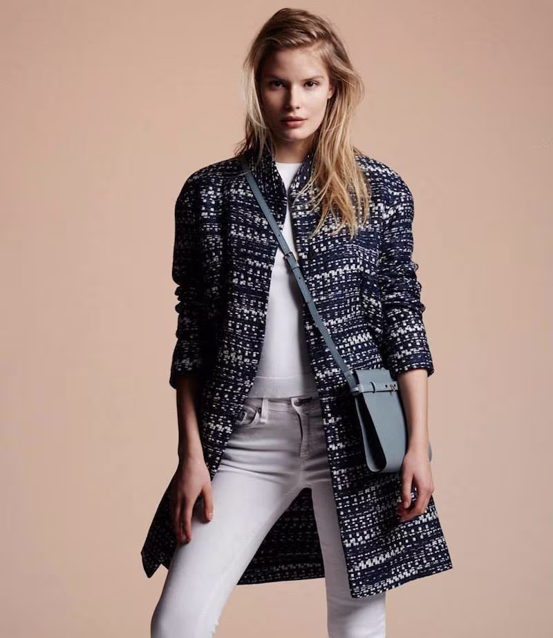 Barneys New York Tweed Belted Jacket