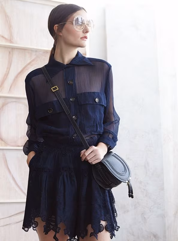 Chloé Sheer Paneled Button-Front Blouse