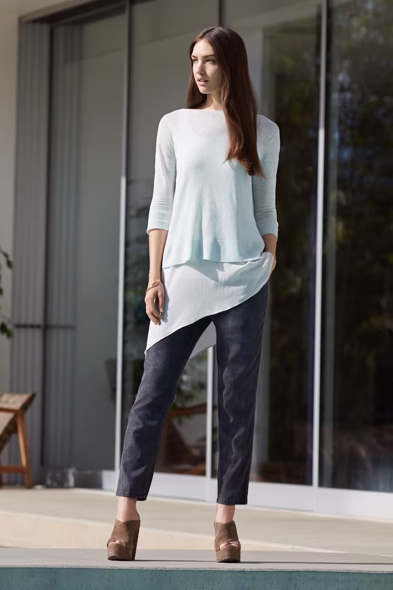 Eileen Fisher Linen Blend Boxy Layering Sweater