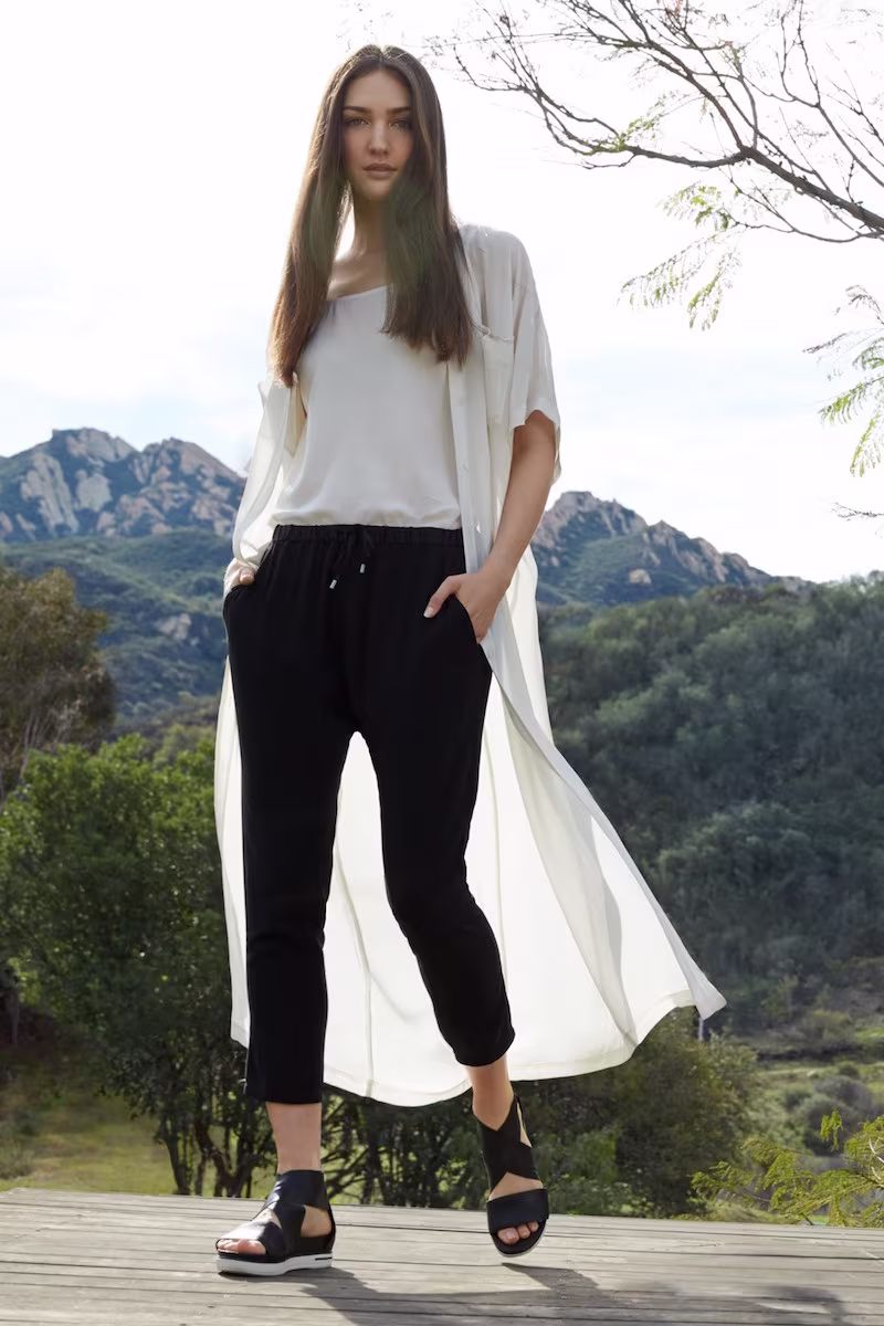 Eileen Fisher Short Sleeve V-Neck Maxi Dress