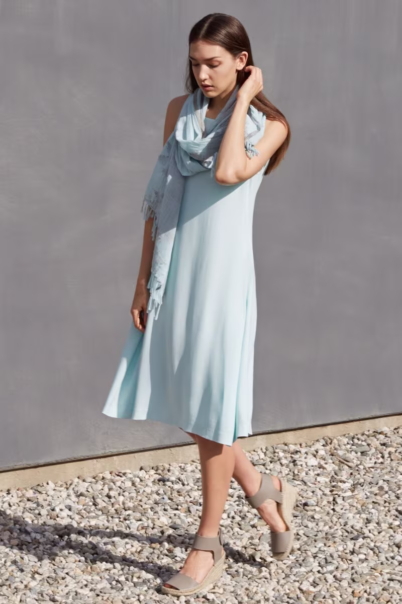 Eileen Fisher Silk Ballet Neck Shift Dress