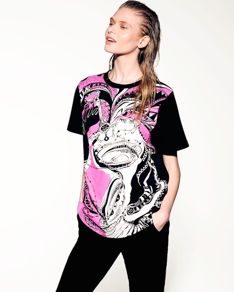 Emilio Pucci Libra Graphic-Print Sheer-Back T-Shirt