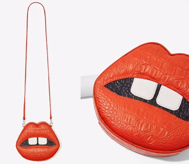 Gelareh Mizrahi Lips Embossed Leather Crossbody Bag