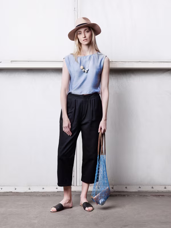 Jesse Kamm Chop Top in Denim Blue