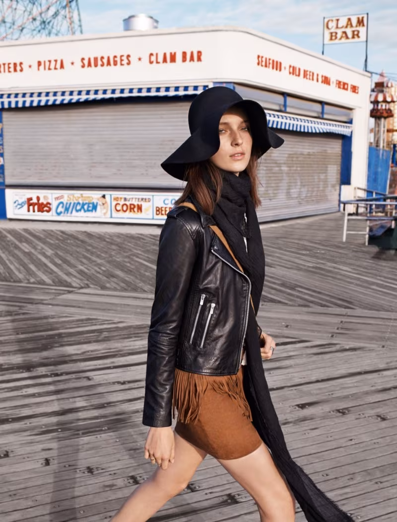MANGO Leather biker jacket