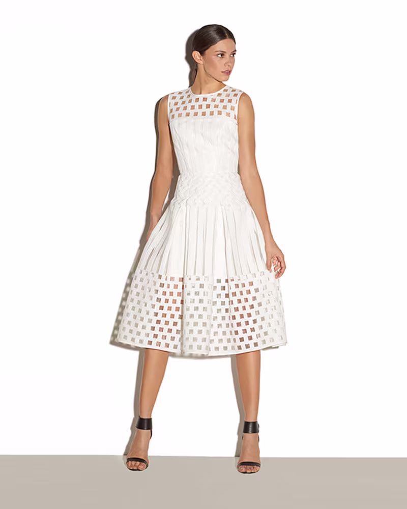 Milly Sleeveless Illusion Filament A-Line Dress