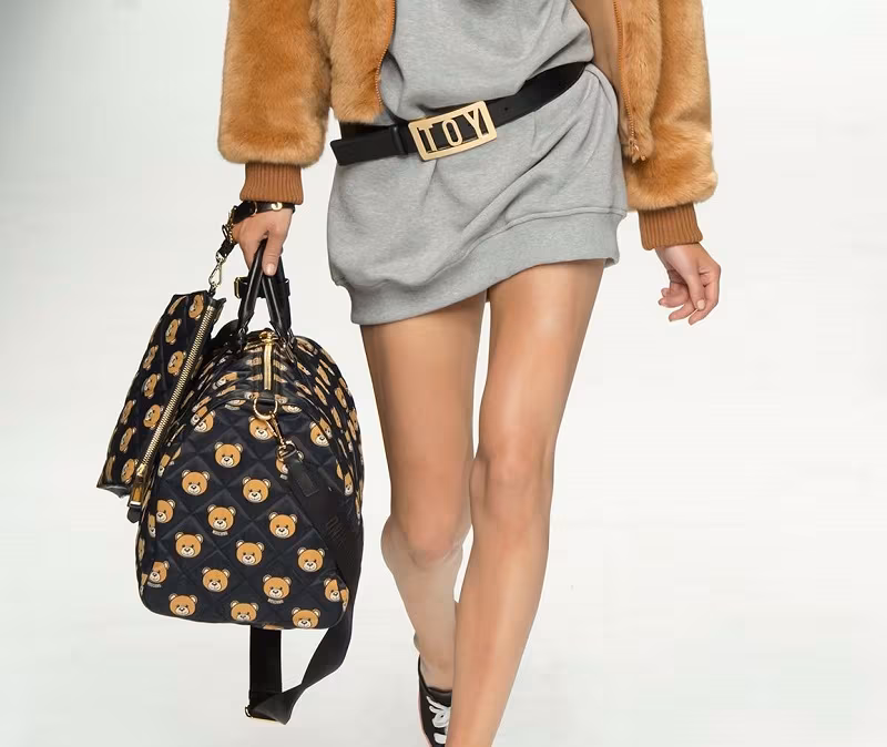 Moschino Printed Quilted Nylon Small Handbag
