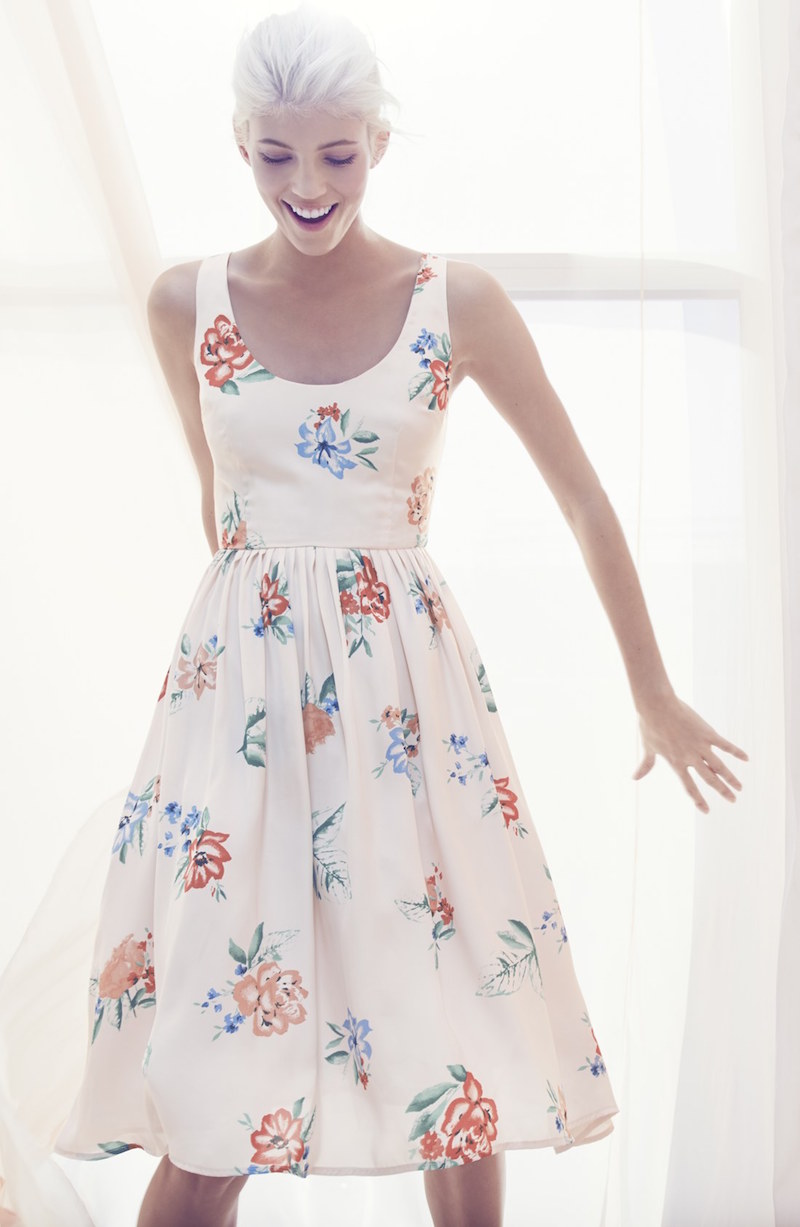 BB Dakota Heleen Floral Print Fit & Flare Midi Dress