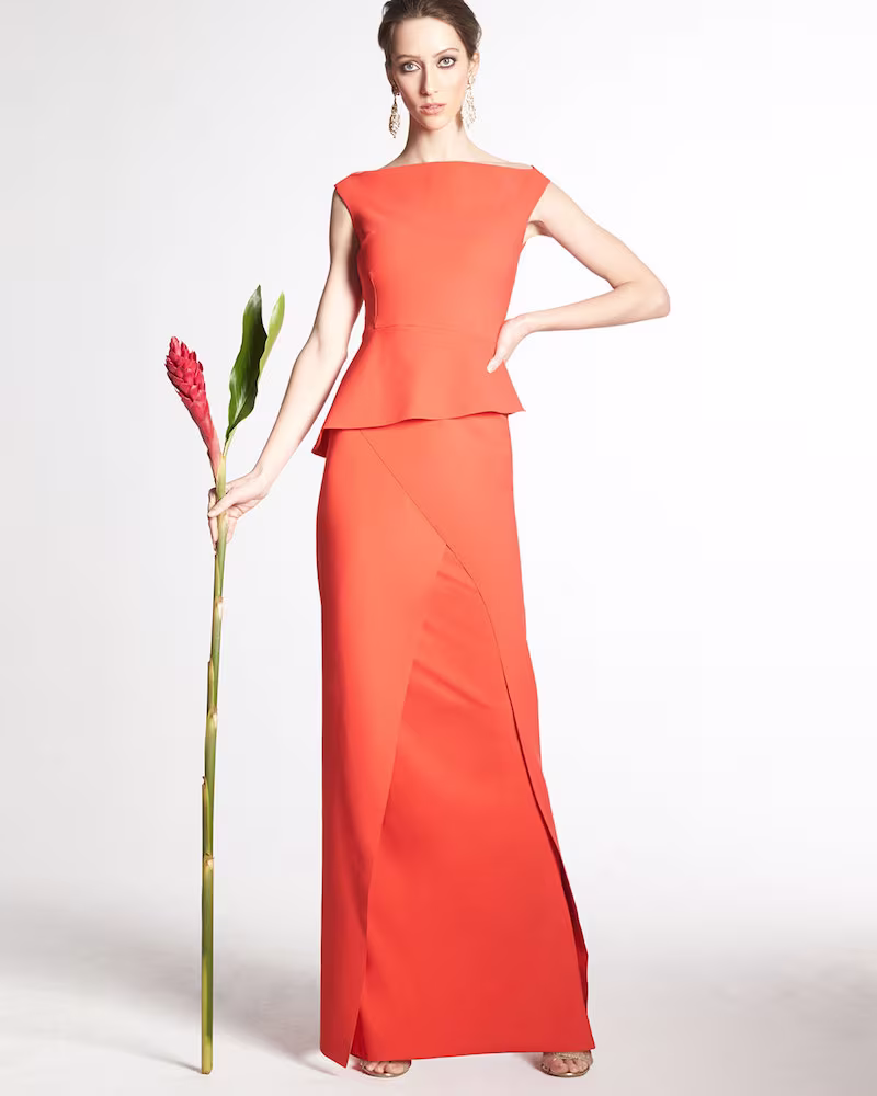 La Petite Robe di Chiara Boni Sabry Off-the-Shoulder Peplum Long Dress