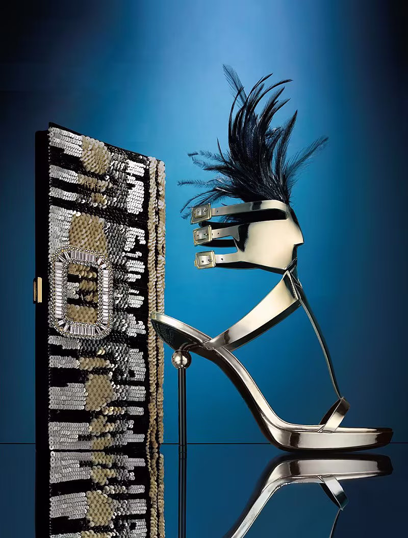 Roger Vivier Gilded Feather Sandals