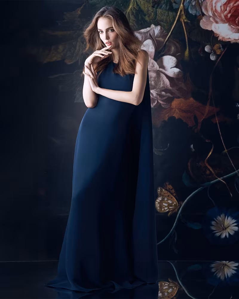 Valentino Cape-Back Empire Waist Gown