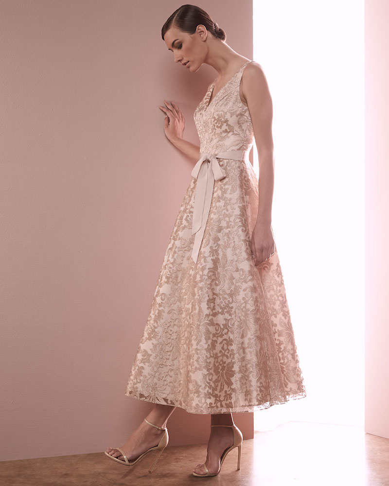 Aidan Mattox Sleeveless Lace Tea-Length Dress