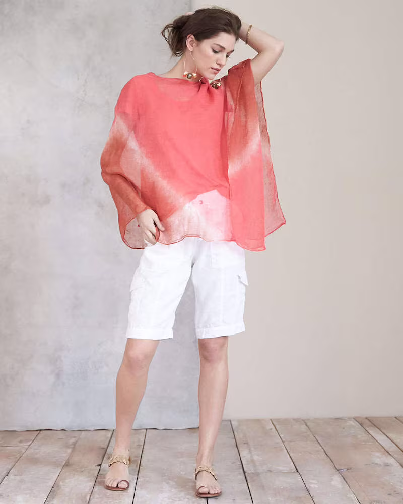 Eileen Fisher Halo Shibori Linen Poncho