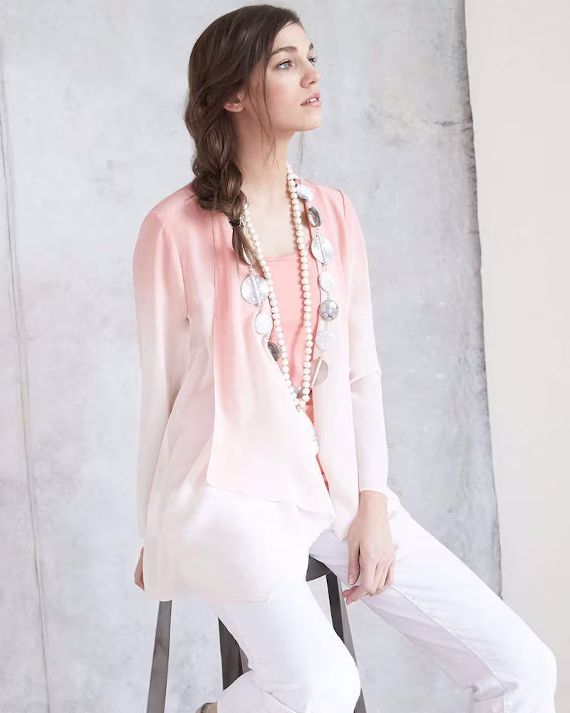 Eileen Fisher Ombre Draped Long Silk Jacket