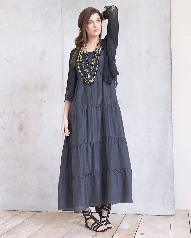 Eileen Fisher Silk Tiered Maxi Sundress