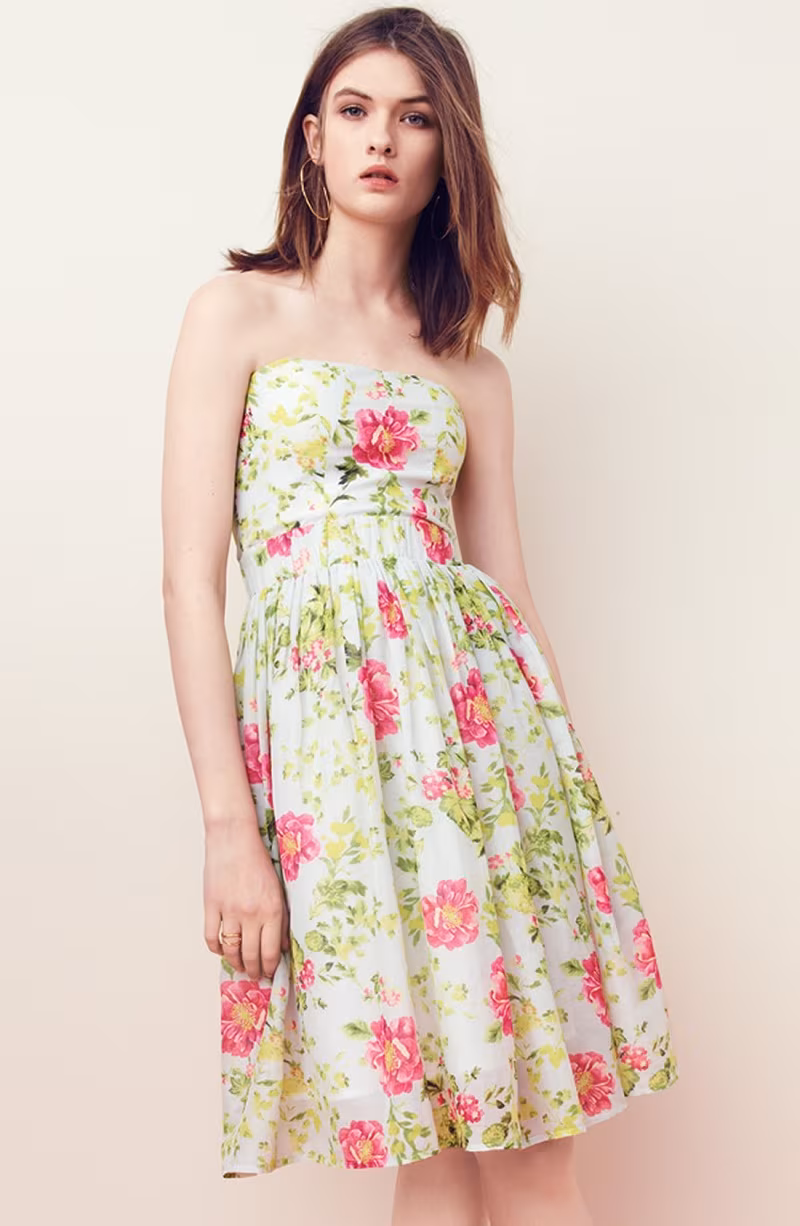 Kaya & Sloane Floral Print Strapless Fit & Flare Dress