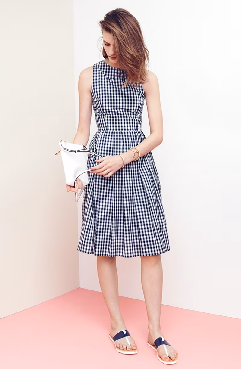 Kaya & Sloane Gingham Fit & Flare Midi Dress
