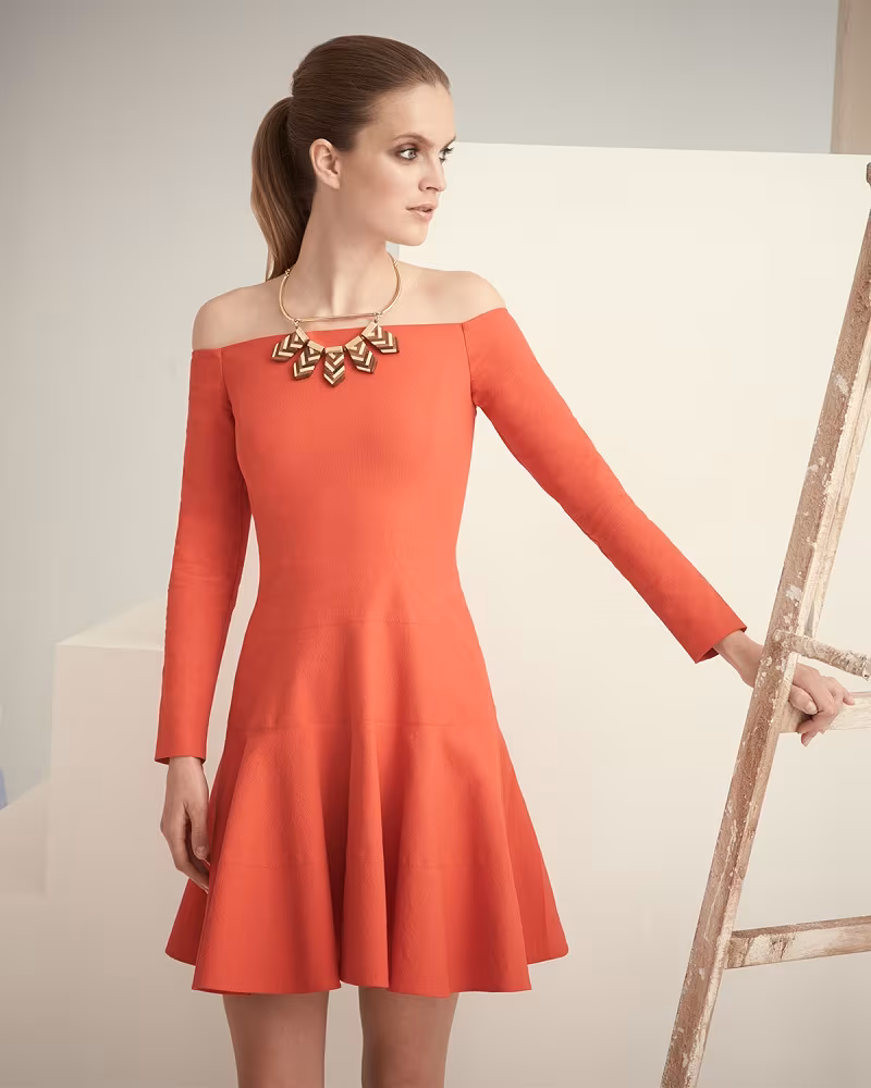 Lela Rose Off-The-Shoulder Tiered Dress