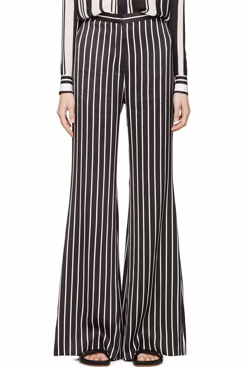 Balmain Black & White Striped Flared Trousers