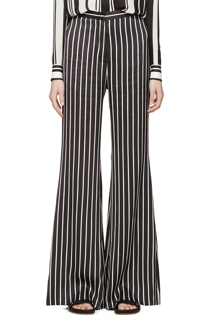 Balmain Black & White Striped Flared Trousers