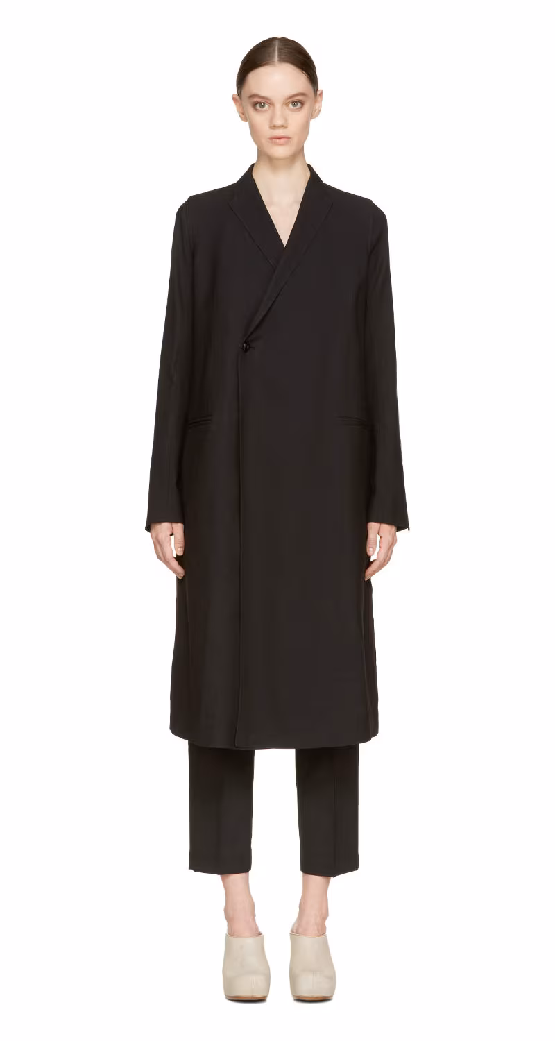 Rick Owens Black Double-Breasted Sharp Coat_1
