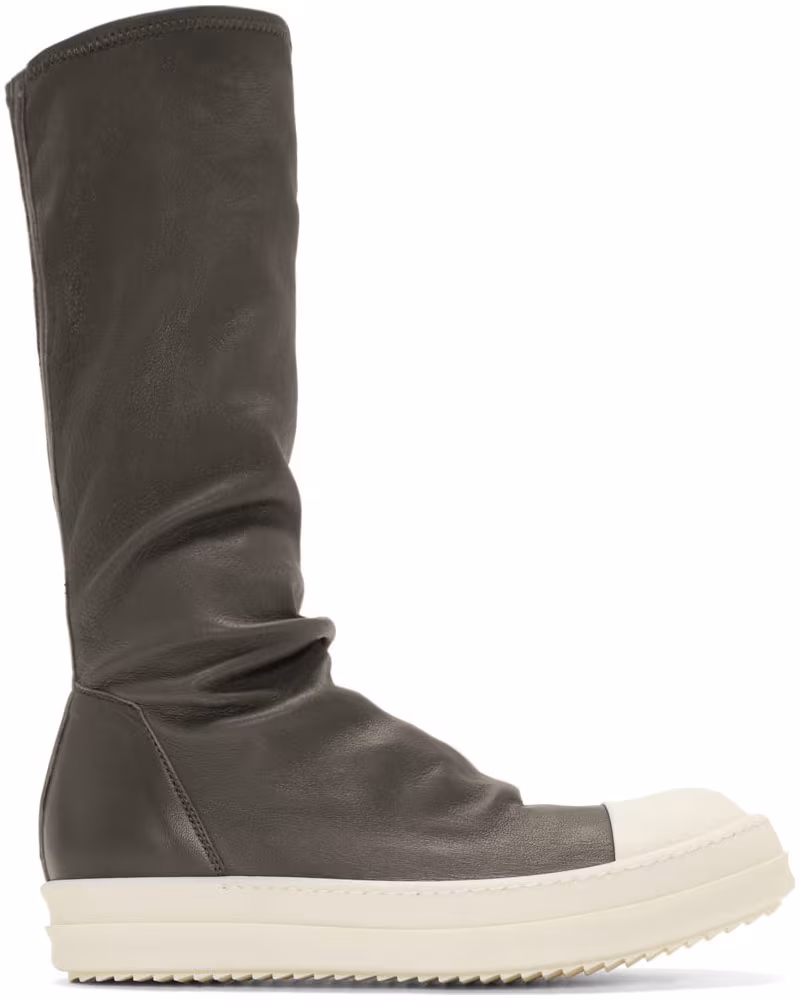 Rick Owens Grey Lamb Leather Sock Sneakers