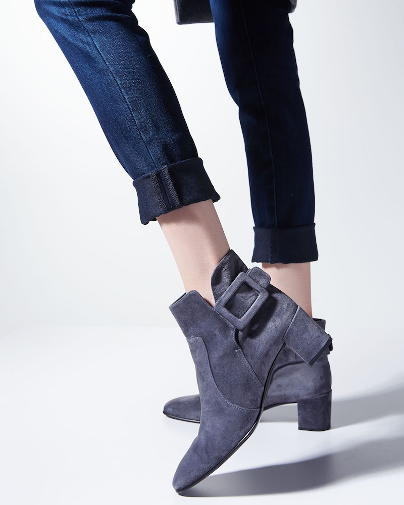 Roger Vivier Polly Suede Side-Buckle Ankle Boot