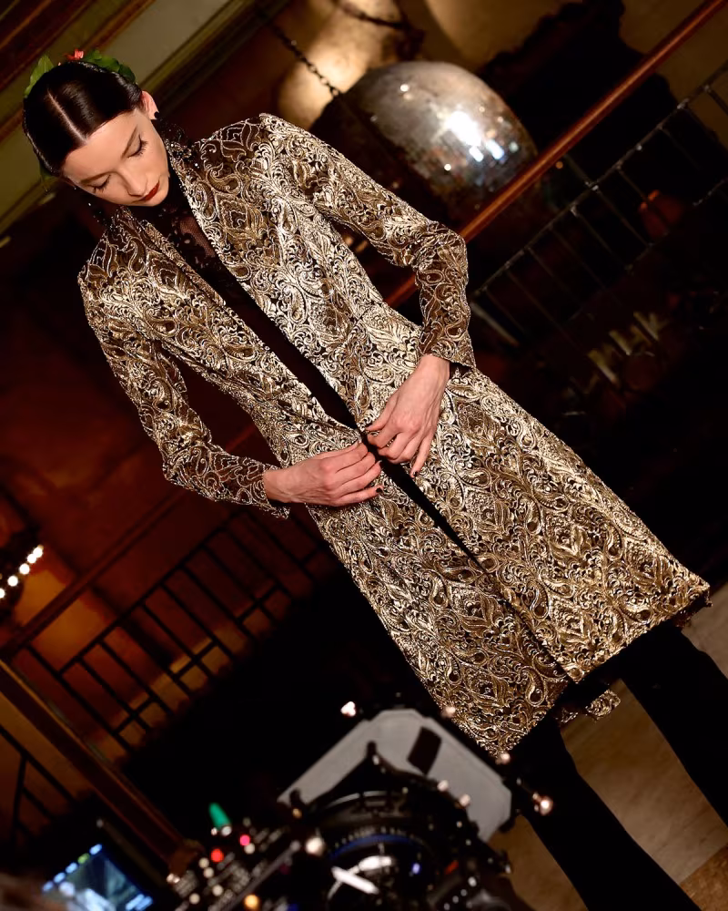 Alice + Olivia Vali Metallic Jacquard Coat